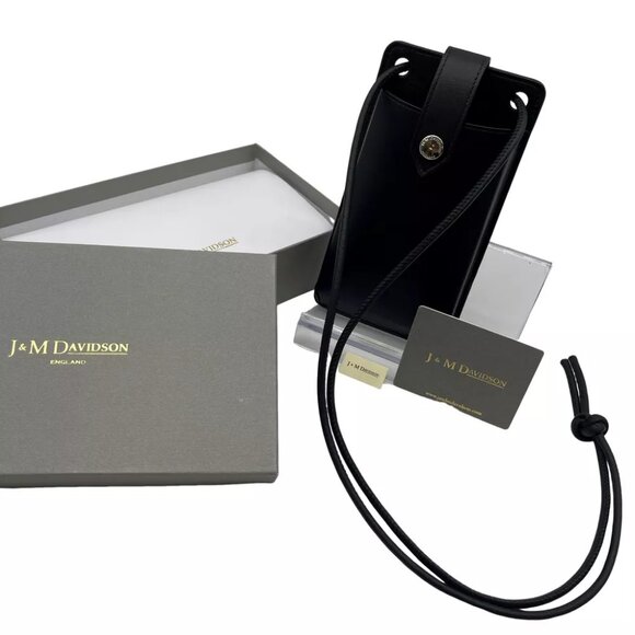 J&M DAVIDSON Losange Phone Holder Cross Body Bag Black Leather